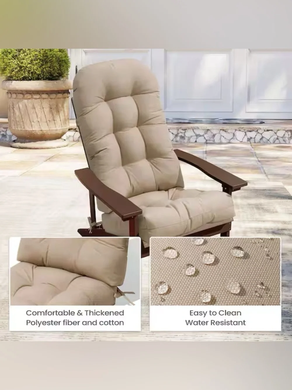 ONE Outdoor Tufted Patio Chair Cushion in Beige❗️ BRAND NEW